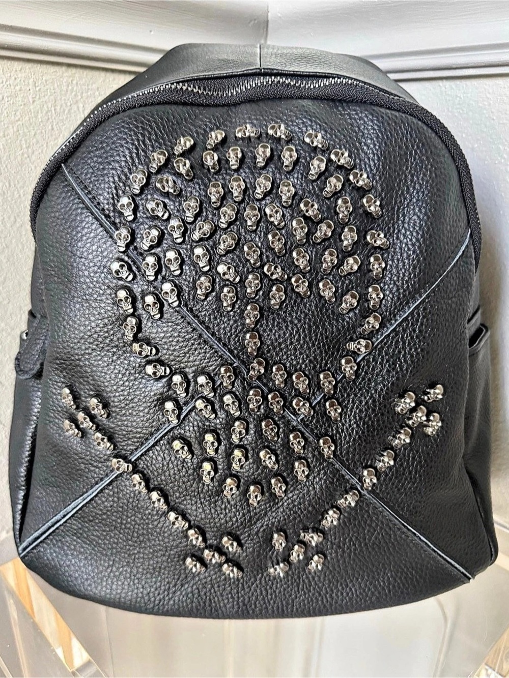 AmeriLeather Leather Skull Backpack in Black NWT